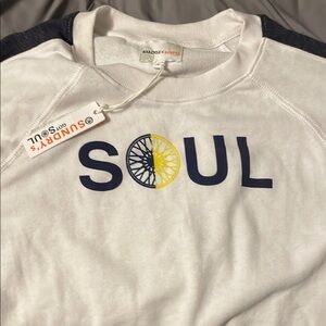 SoulCycle White and Navy Sweatshirt